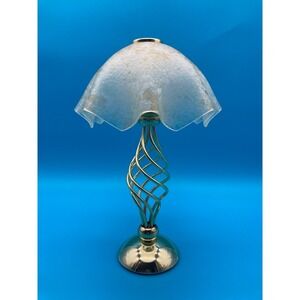 Vintage PartyLite Symphony Tealight Lamp - Brass Spiral Base & Frosted Glass 🕯️